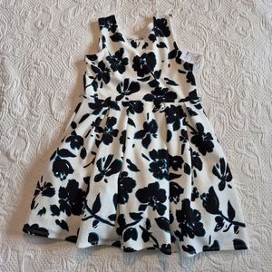Knitworks girls sleeveless dress size 12 black, white & blue, lined, no belt NWT